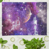 Violetgalaxie Milchstraße mit Planet Geschirrtuch (Gefaltet)