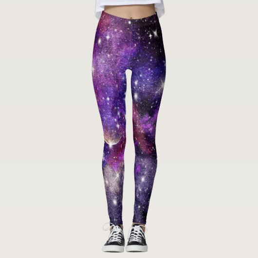 Violetgalaxie Milchstraße mit Planet Leggings (Vorderseite)