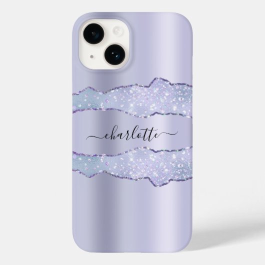 Violetlavender agate-Marmornamenskript Case-Mate iPhone Hülle (Rückseite)