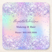 Violetlavender holografische Namensgeschäft Rechteckiger Pappuntersetzer (Vorderseite)