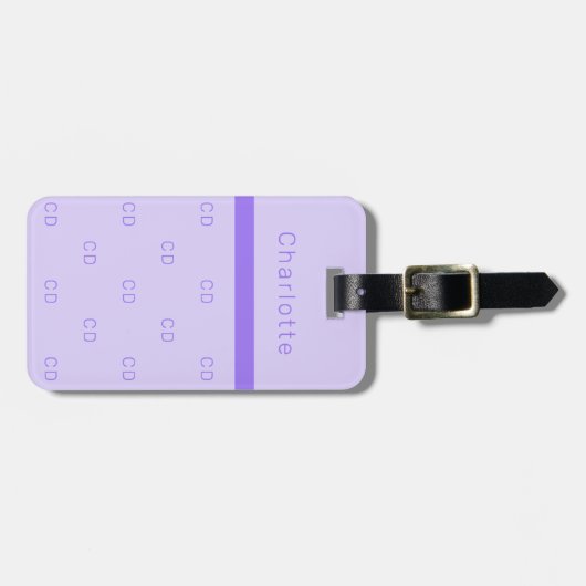Violetlavender monogramm-Initialen Gepäckanhänger (Vorderseite horizontal)