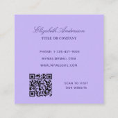 Violetlavenlogo QR-Code elegant Quadratische Visitenkarte (Rückseite)