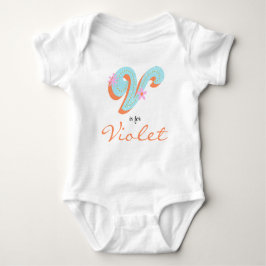 Violetname Reveal Floral Letter V Girl Blume Baby Strampler