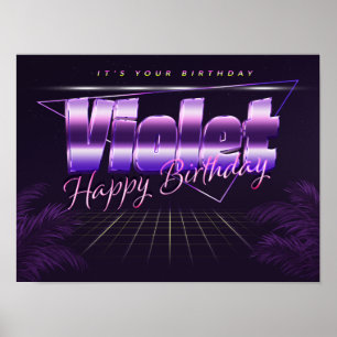 Violetname Vorname lila retro Geburtstag Poster