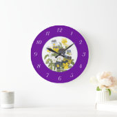 Violets and Pansy Purple Botanical Wall Clock Große Wanduhr (Zuhause)