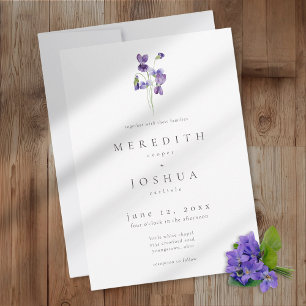 Violets Aquarell Minimalistische Elegante Hochzeit Einladung
