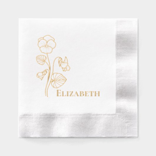 Violets Blumenwald Kontur Stiefel Napkins Servietten Mit Folie (Vorderseite)