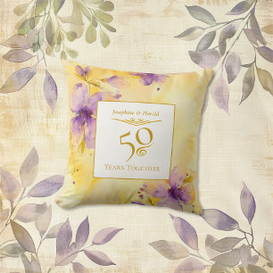 Violets Gold 50. Hochzeit-Jubiläum-Kissen Kissen