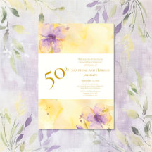 Violets Gold 50. Hochzeitstag Einladung