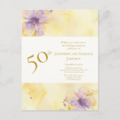 Violets Gold 50. Hochzeitstag Einladung Postkarte (Vorderseite)