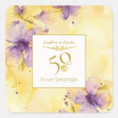 Violets Gold 50. Hochzeitsticker Quadratischer Aufkleber (Vorderseite)