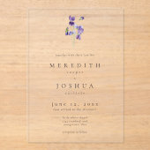 Violets Watercolor Minimalist Elegant Wedding Acryleinladungen (Vorderseite)