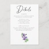 Violets Watercolor Minimalist Elegant Wedding Begleitkarte (Vorderseite)