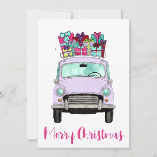 Violetskarte mit Weihnachtsgeschenken Feiertagskarte (Vorderseite)