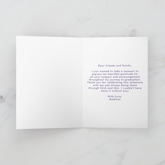 Violett | Abstrakter Pinselstriche Foto Abschluss Dankeskarte (Innenseite)