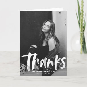Violett Abstrakter Pinselstriche Foto Abschluss Dankeskarte