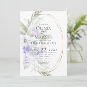 Violett Anemone Oval Rahmen Einladung (Stehend Vorderseite)