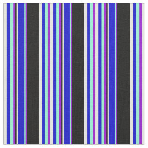 Violett, Aquamarine, Blau, Minzcreme und schwarze  Stoff