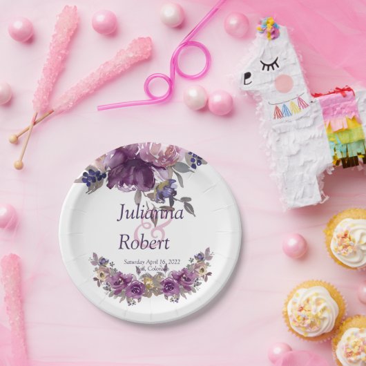 Violett Aquarell Blumenzettel Teller (Party)