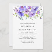 Violett-Aquarell-Doppelmonogramm Einladung (Vorderseite)
