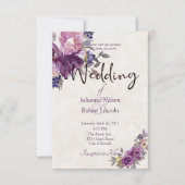 Violett Aquarell Hochzeitsfeier Einladung (Vorderseite)