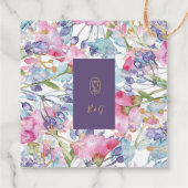 Violett Aquarell Wildblume Grünpflanzen Geschenkanhänger (Rückseite)