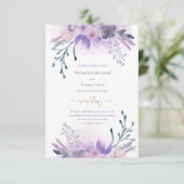 Violett-Aquarellblumen | hochzeit Einladung (Stehend Vorderseite)