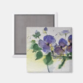 Violett-Aquarellblumen Magnet (Vorderseite/Rückseite)