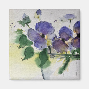 Violett-Aquarellblumen Magnet