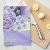 Violett Aquarellblütenblüte individuell anpassbar Geschirrtuch (Viertel Falte)