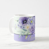 Violett Aquarellblütenblüte individuell anpassbar Kaffeetasse (Vorderseite Links)