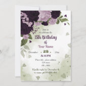 Violett blühende Grünpflanzen Einladung (Vorderseite)