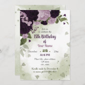 Violett blühende Grünpflanzen Einladung (Vorne/Hinten)