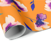 Violett-Blume aus Mohnblütenpoppe und Wasserfarben Geschenkpapier (Rolleneckpunkt)