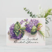 Violett-Blume-Brautparty Einladung (Stehend Vorderseite)