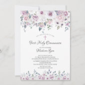 Violett-Blume Erste Kommune Einladung (Vorderseite)