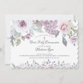 Violett-Blume Erste Kommune Einladung (Vorderseite)