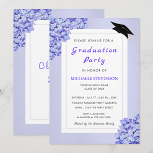 Violett Blume Graduation Party Einladung