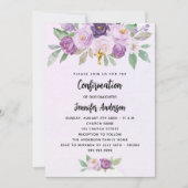 Violett Blume Grün Kreuzluxus Einladung (Vorderseite)