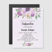 Violett Blume Grün Kreuzluxus Magneteinladung (Vorne/Hinten)