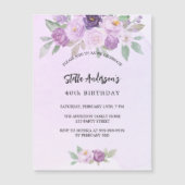 Violett Blume Grün Luxus Geburtstag Magneteinladung (Vorderseite)