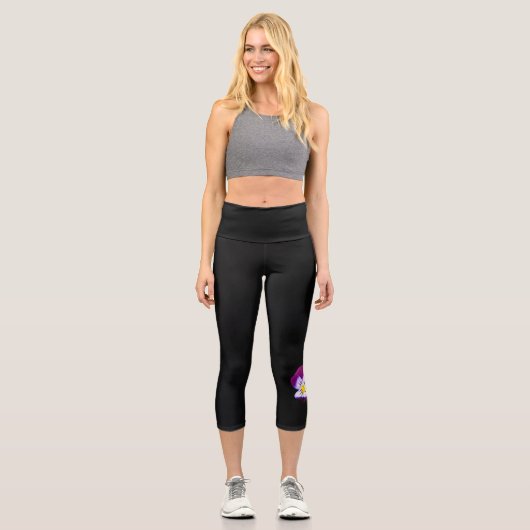 Violett-Blume lecapcnm Capri Leggings (Vorderseite)