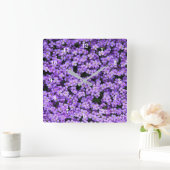 Violett-Blume Quadratische Wanduhr (Zuhause)