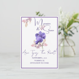 Violett-Blume Save the Date Hochzeitskarte Einladung