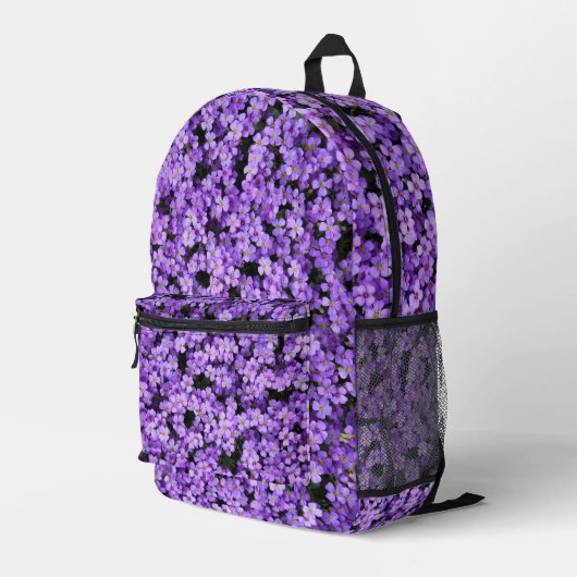 Violett Blume Schönes Violetset Bedruckter Rucksack (Rückseitige Ecke Rechts)