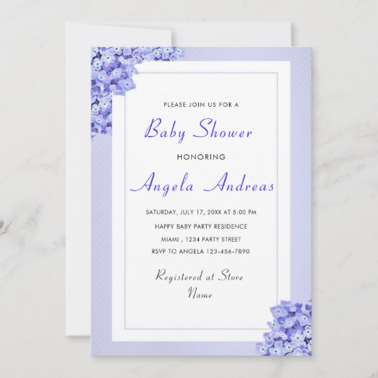 Violett Blume Violets Kinderdusche Einladung (Vorderseite)