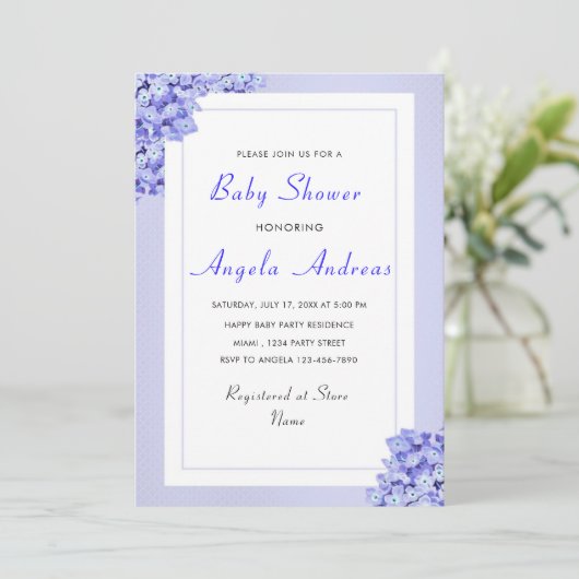 Violett Blume Violets Kinderdusche Einladung (Stehend Vorderseite)