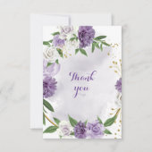 Violett Blumen grün Gold Dank Karte (Vorderseite)