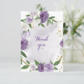 Violett Blumen grün Gold Dank Karte (Stehend Vorderseite)