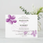 Violett-Blumen Hochzeiten Einladung (Stehend Vorderseite)